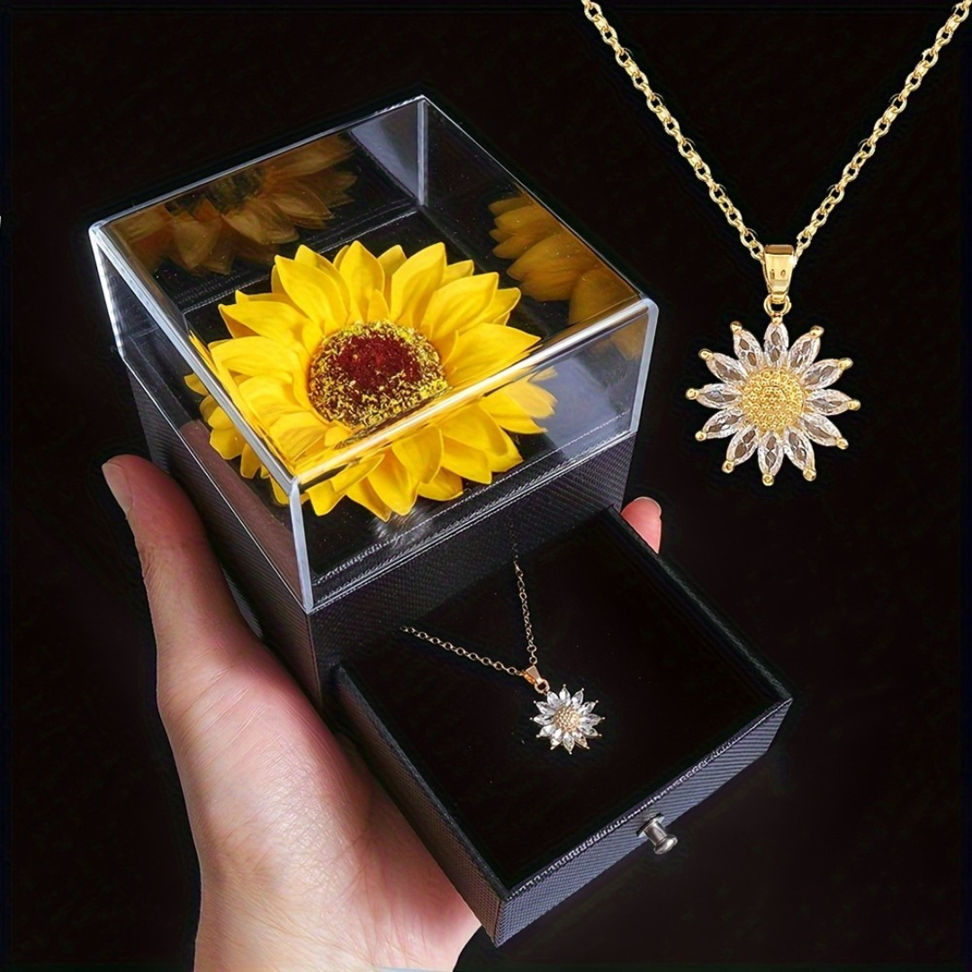 Elegant Sunflower Necklace with Luxury Gift Box