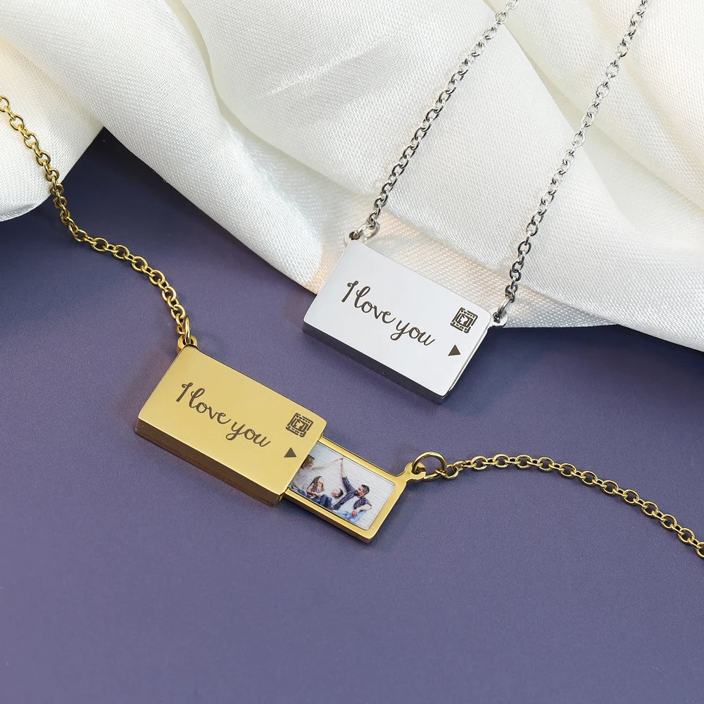 Envelope Necklace with Personalized Photo